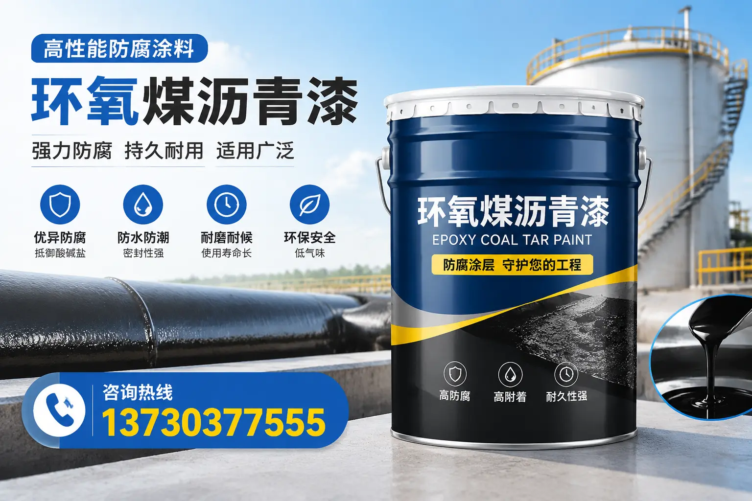 环氧煤沥青漆的耐久性分析，适合海东的使用场景